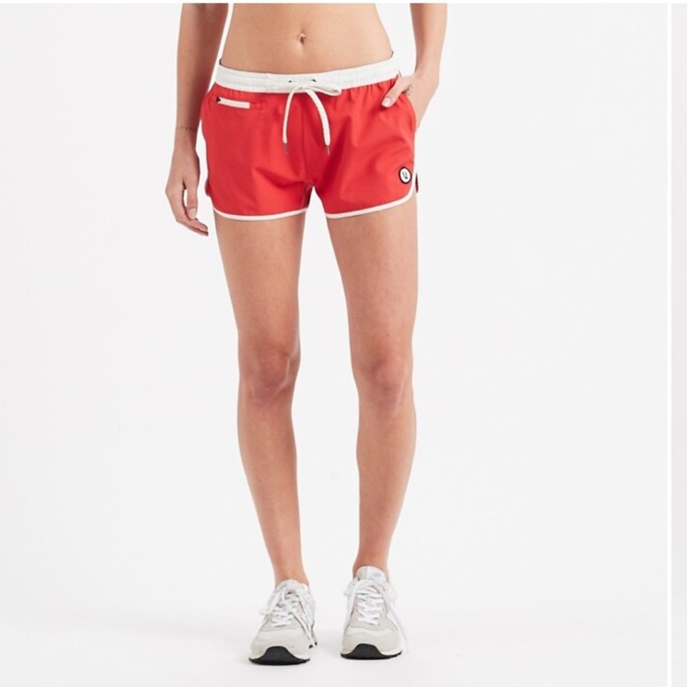 Vuori Pink and Red Athletic Shorts with Elastic Waistband